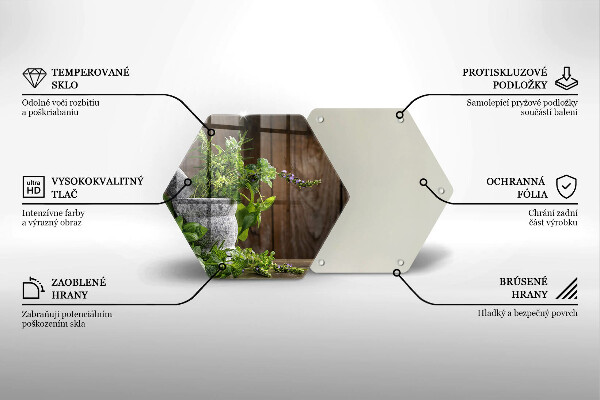 Skärbräda glas sexhörning Gröna örter