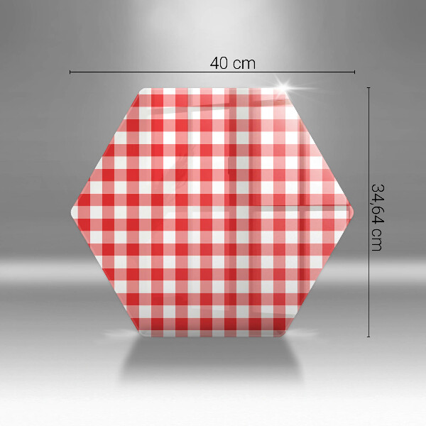 Skärbräda glas sexhörning Rött och vitrutigt mönster