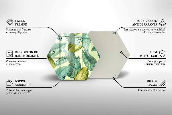 Skärbräda glas sexhörning Gröna tropiska löv