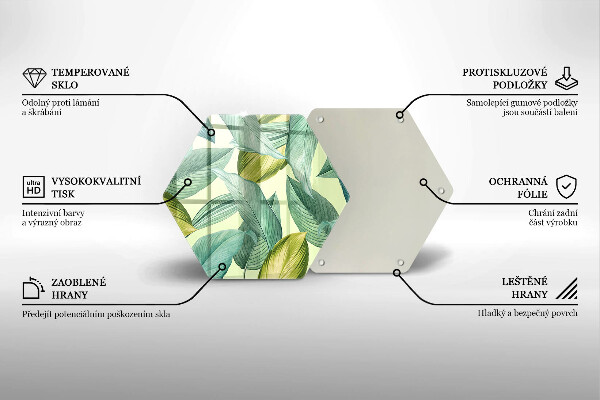 Skärbräda glas sexhörning Gröna tropiska löv
