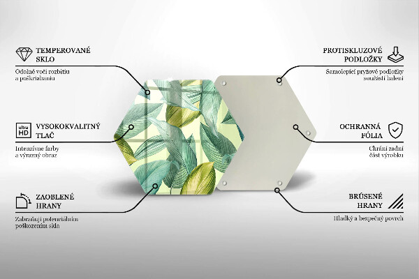 Skärbräda glas sexhörning Gröna tropiska löv