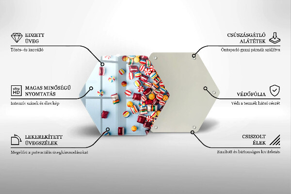 Skärbräda glas sexhörning Färgglada godis