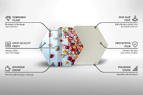 Skärbräda glas sexhörning Färgglada godis