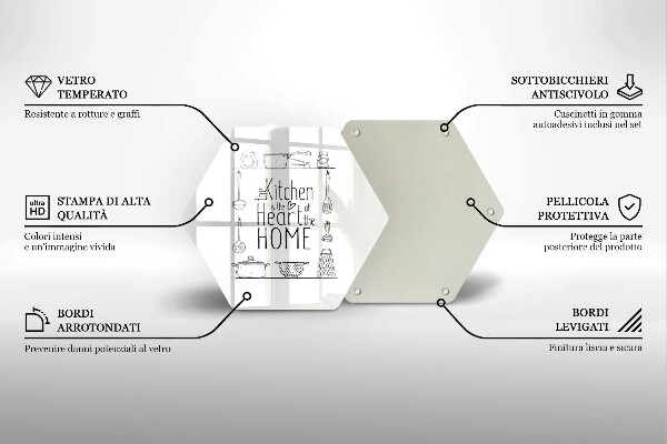 Skärbräda glas sexhörning Inskrift mening