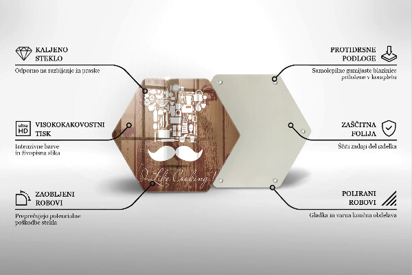Skärbräda glas sexhörning Inskriptionen jag gillar att laga mat