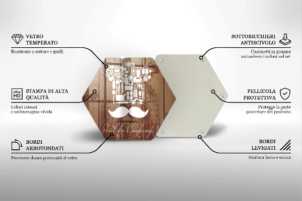 Skärbräda glas sexhörning Inskriptionen jag gillar att laga mat
