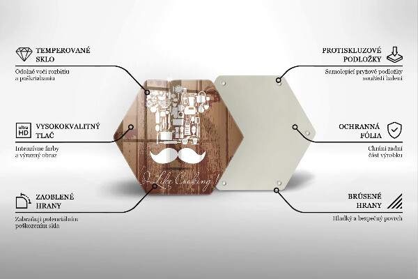 Skärbräda glas sexhörning Inskriptionen jag gillar att laga mat