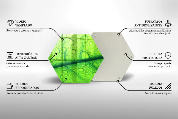 Skärbräda glas sexhörning Närbild av ett löv