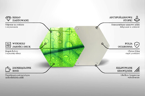 Skärbräda glas sexhörning Närbild av ett löv