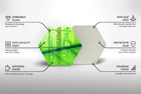 Skärbräda glas sexhörning Närbild av ett löv