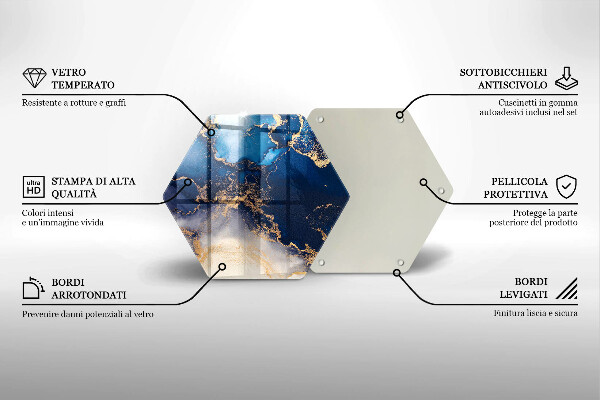 Skärbräda glas sexhörning Marmor abstraktion