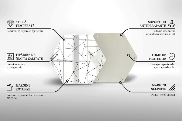 Skärbräda glas sexhörning Vita trianglar