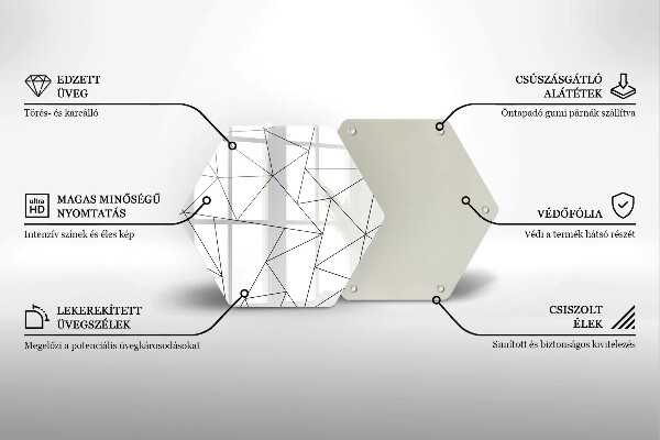 Skärbräda glas sexhörning Vita trianglar