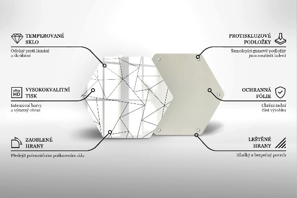 Skärbräda glas sexhörning Vita trianglar