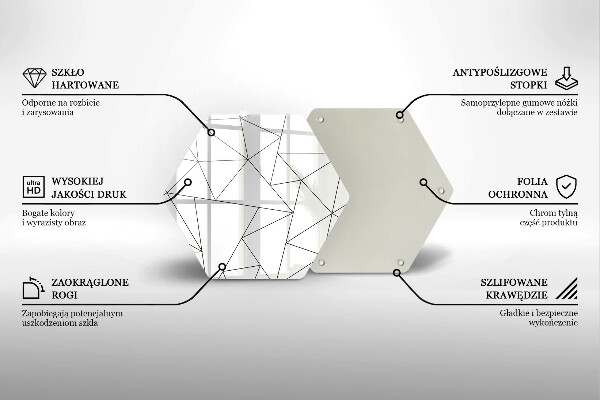 Skärbräda glas sexhörning Vita trianglar