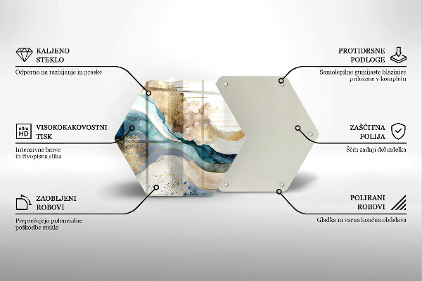 Skärbräda glas sexhörning Färgglad marmor