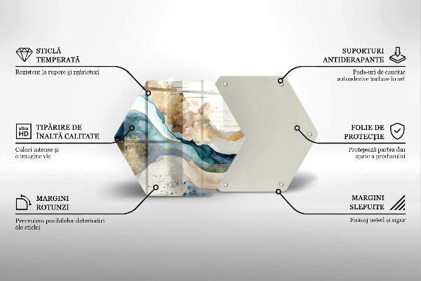 Skärbräda glas sexhörning Färgglad marmor