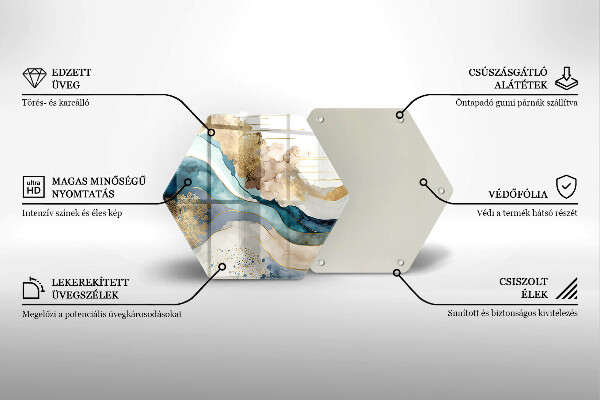 Skärbräda glas sexhörning Färgglad marmor