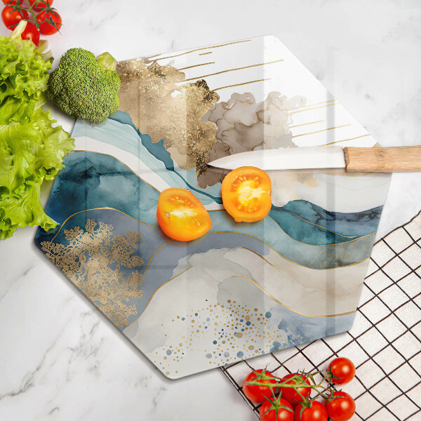 Skärbräda glas sexhörning Färgglad marmor