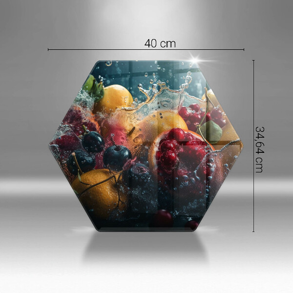 Skärbräda glas sexhörning Frukt i vatten