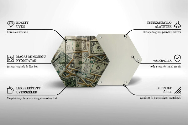 Skärbräda glas sexhörning Pengar dollar