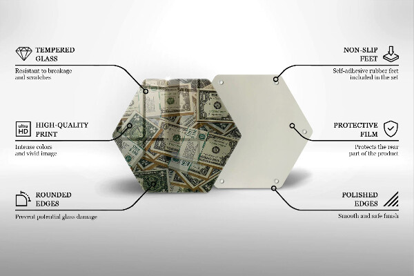 Skärbräda glas sexhörning Pengar dollar