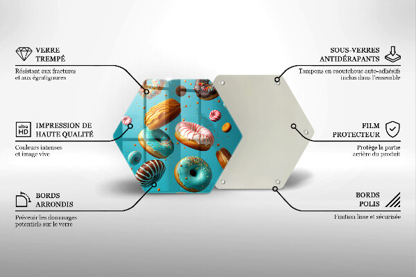 Skärbräda glas sexhörning Färgglada munkar