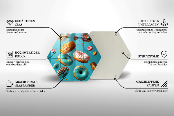Skärbräda glas sexhörning Färgglada munkar