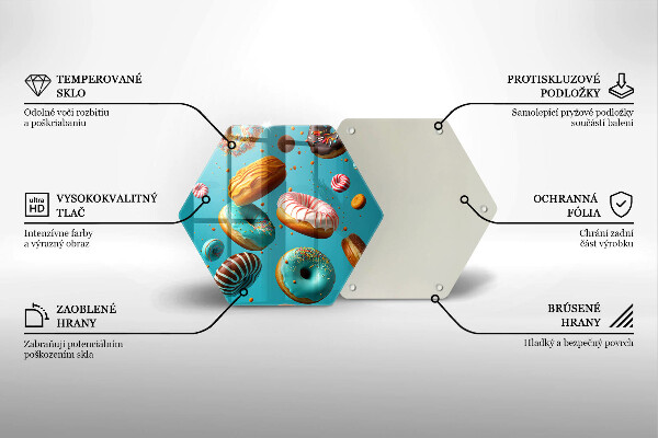 Skärbräda glas sexhörning Färgglada munkar
