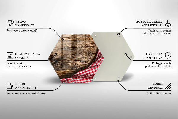 Skärbräda glas sexhörning Träbord