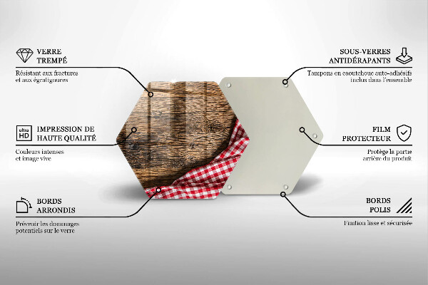 Skärbräda glas sexhörning Träbord