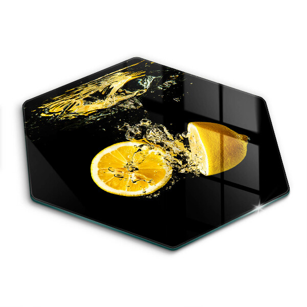 Skärbräda glas sexhörning Saftig citronfrukt