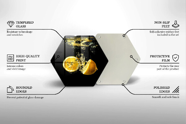 Skärbräda glas sexhörning Saftig citronfrukt