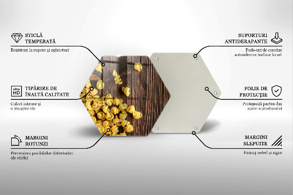 Skärbräda glas sexhörning Pasta på bordet