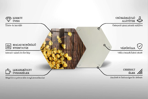 Skärbräda glas sexhörning Pasta på bordet