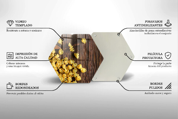 Skärbräda glas sexhörning Pasta på bordet