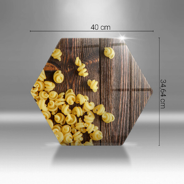 Skärbräda glas sexhörning Pasta på bordet
