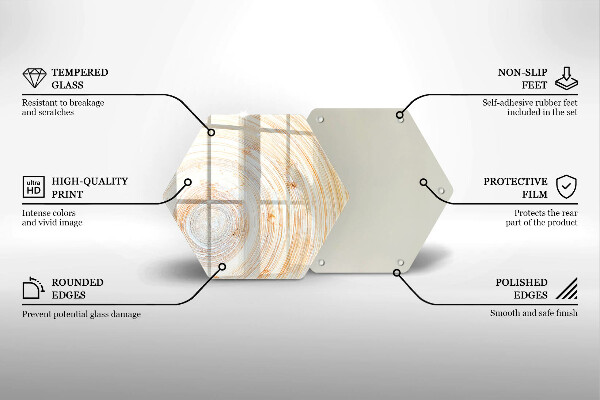 Skärbräda glas sexhörning Trästruktur