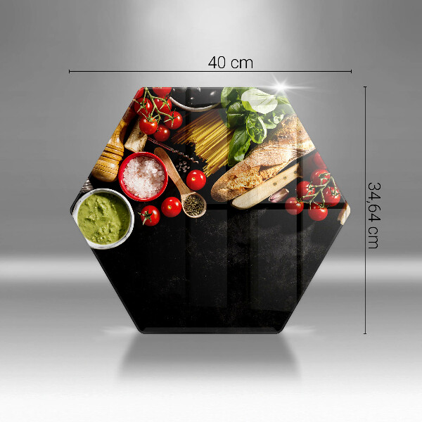 Skärbräda glas sexhörning Italienska ingredienser och kryddor