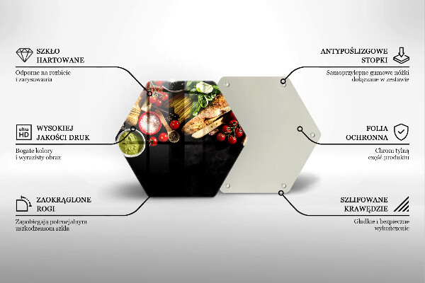 Skärbräda glas sexhörning Italienska ingredienser och kryddor
