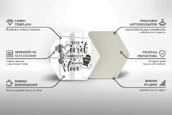 Skärbräda glas sexhörning Inskrift mening