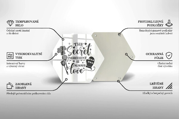 Skärbräda glas sexhörning Inskrift mening