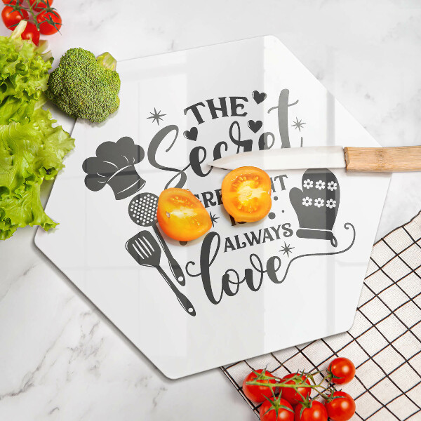 Skärbräda glas sexhörning Inskrift mening