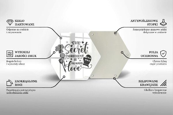 Skärbräda glas sexhörning Inskrift mening