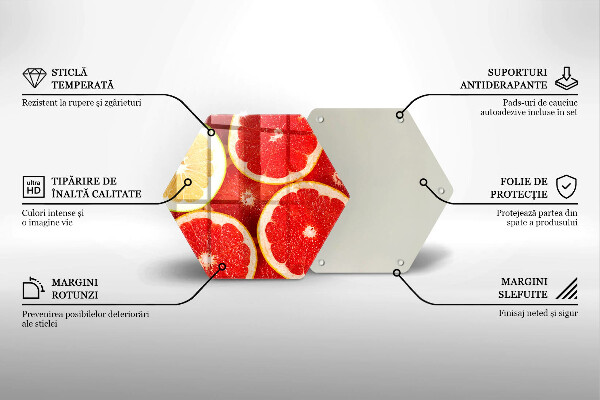 Skärbräda glas sexhörning Grapefruktskivor