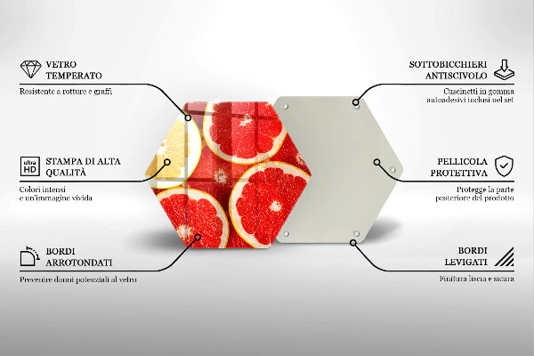 Skärbräda glas sexhörning Grapefruktskivor