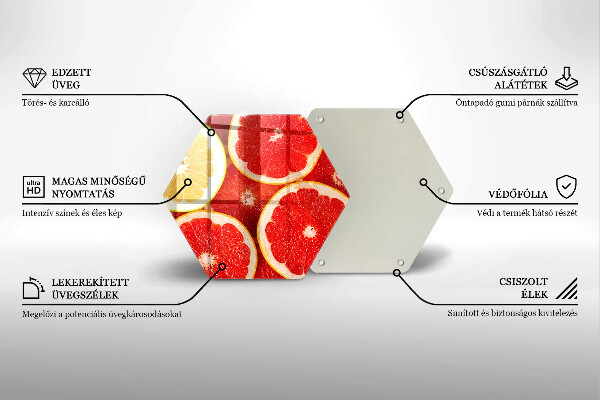 Skärbräda glas sexhörning Grapefruktskivor