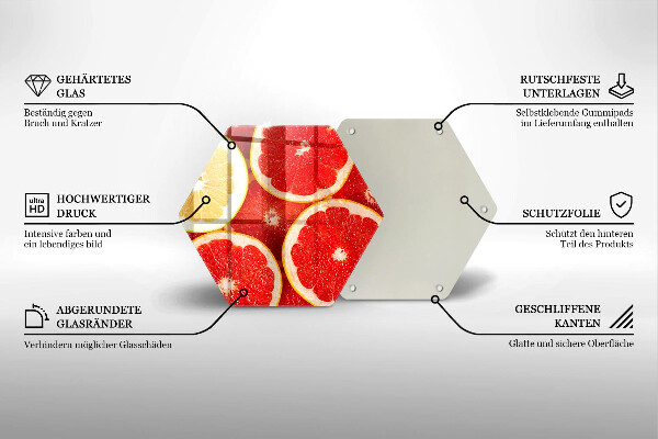 Skärbräda glas sexhörning Grapefruktskivor