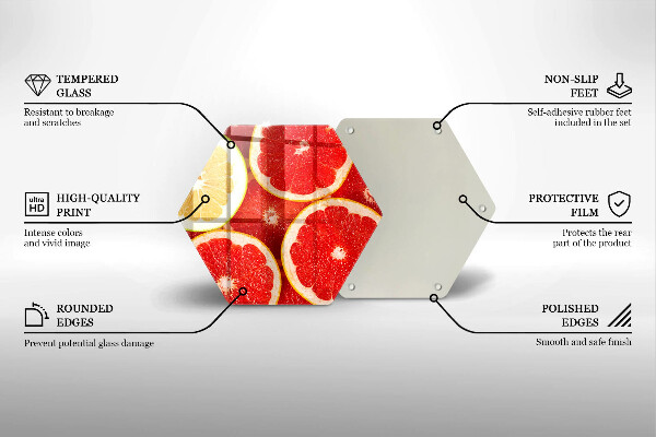 Skärbräda glas sexhörning Grapefruktskivor