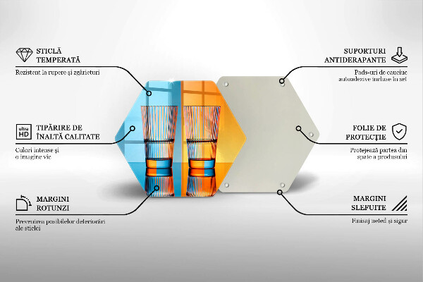 Skärbräda glas sexhörning Två glas vatten
